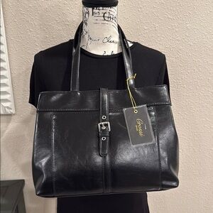 NWT LIKE DREAMS Black Scarlett Retro Compact Tote Bag